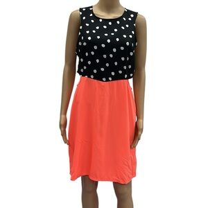 Hurley Neon Polka Dot Cut Out Side Sleeveless Lightweight Zip Back Dress Large